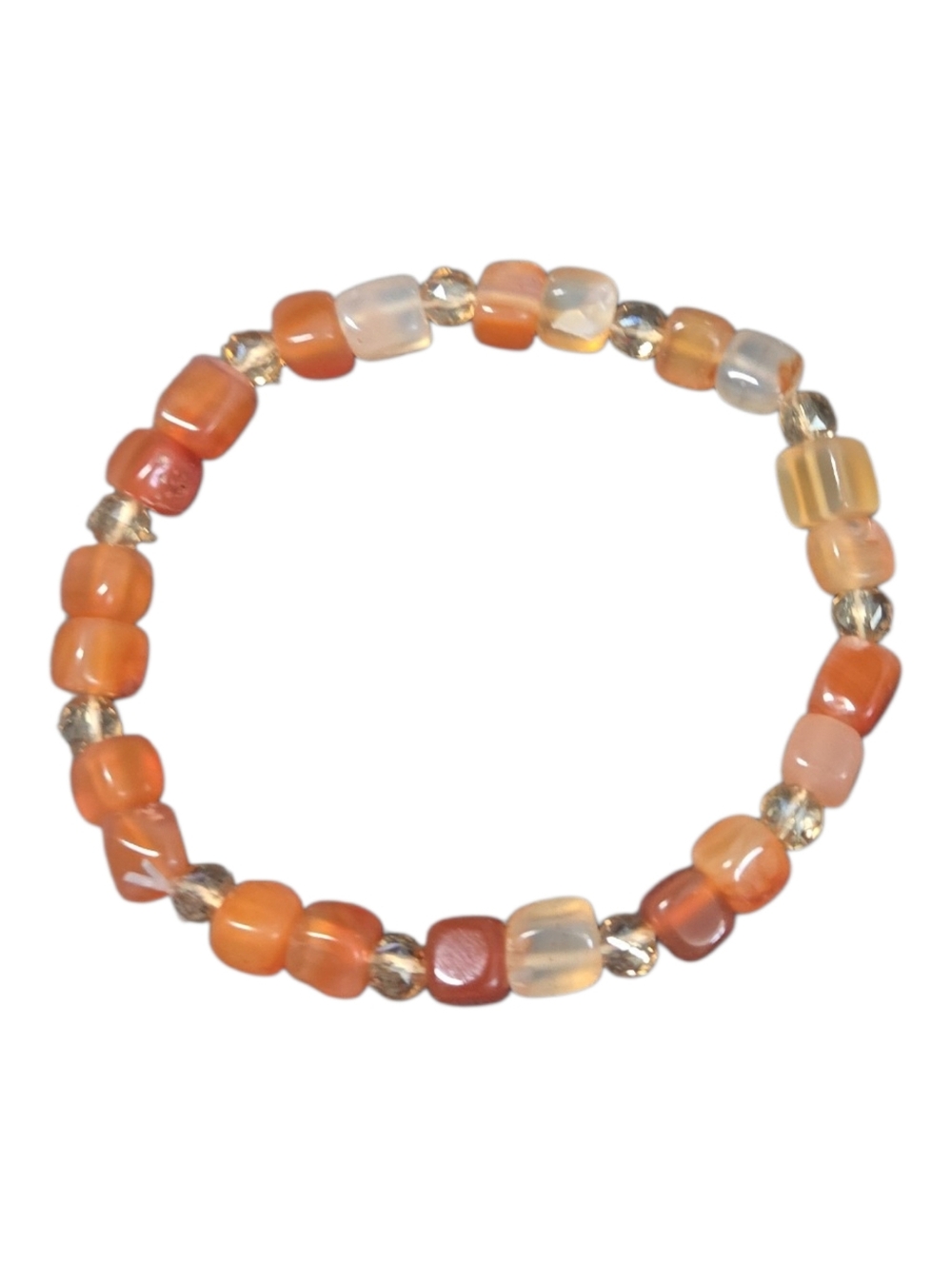 Orange Jade Beaded Bracelet | Handmade Healing Gemstone Jewelry. 236 - Picture 4 of 4
